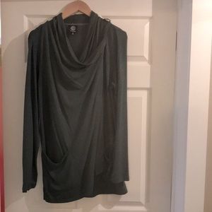 Wrap type cardigan Hunter green